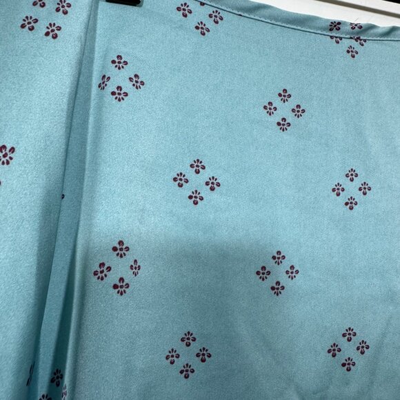 Vintage Y2K Honey Punch Womens Satin Mini Skirt sz Large Icy Blue Floral Fairy - Picture 3 of 8